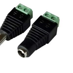 1 Par Conector Dc Macho Y Hembra Negro
