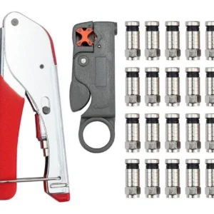 Crimpeadora Rg6 Coaxial + 20 Conectores + Pelacable