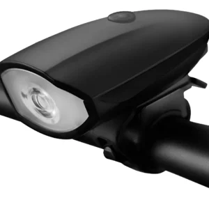 Linterna Led Bicicleta Con Bocina Recargable Usb Negro