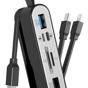 Hub 6 En 1 Entrada Usb 3.0 Usb C Ligthning Otg Pc Smartphone